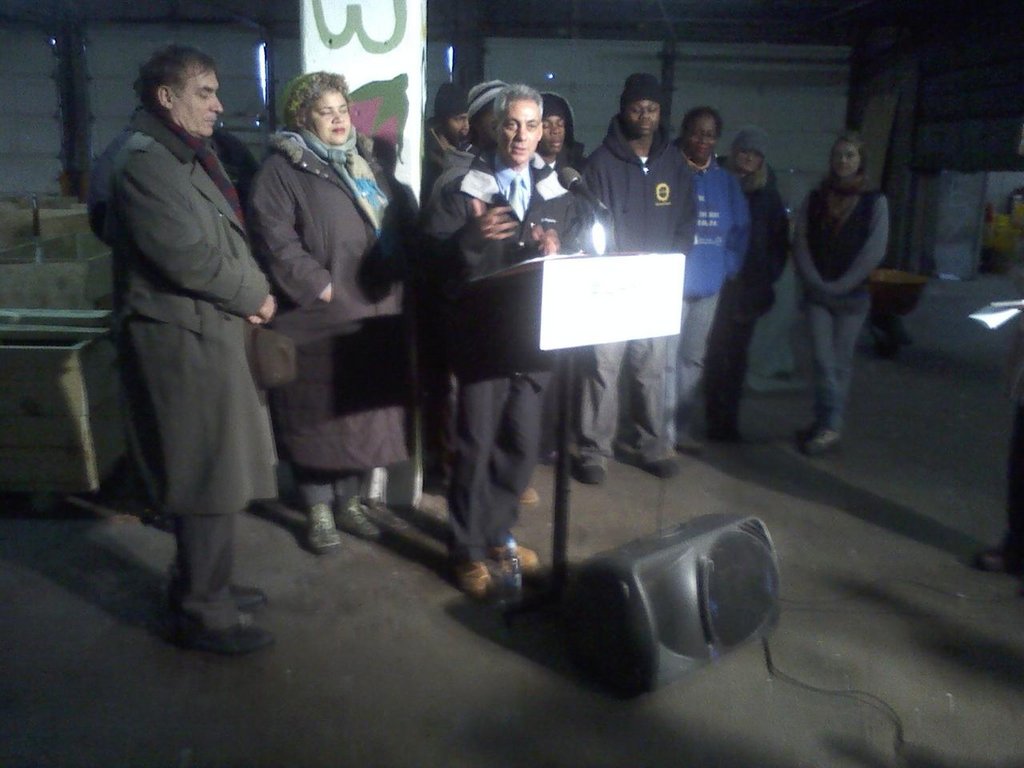 Erika Allen introducing Rahm Emanuel