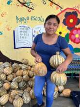 Harvesting pumpkins for cooking workshop with moms