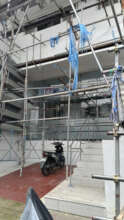 Scaffolding around building in progress