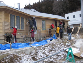 Volunteers painting Community Center
