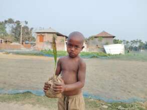 Children are eager to receive trees