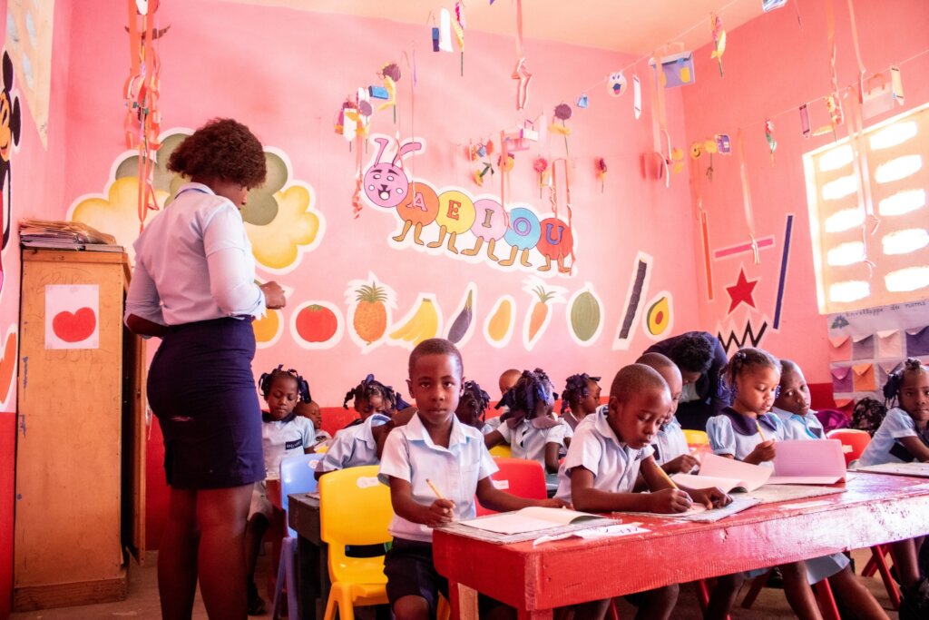 Students working through a writing Lesson