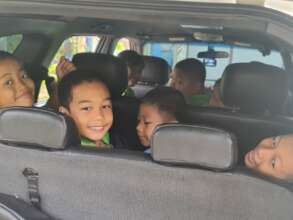 Our keen soccer players are the first trip!