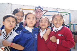 Volunteer with children
