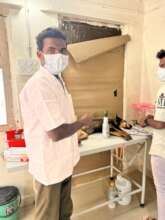 Veterinary technicians prepping to sterilize