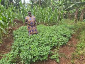 Josephine in her garden of cowpeas