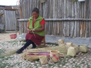 Beautiful palm baskets being woven