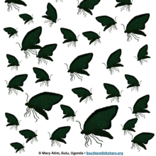 Mary made the butterflies for this tea towel