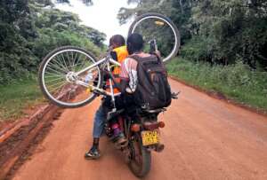 Christian gets a ride on a motorbike