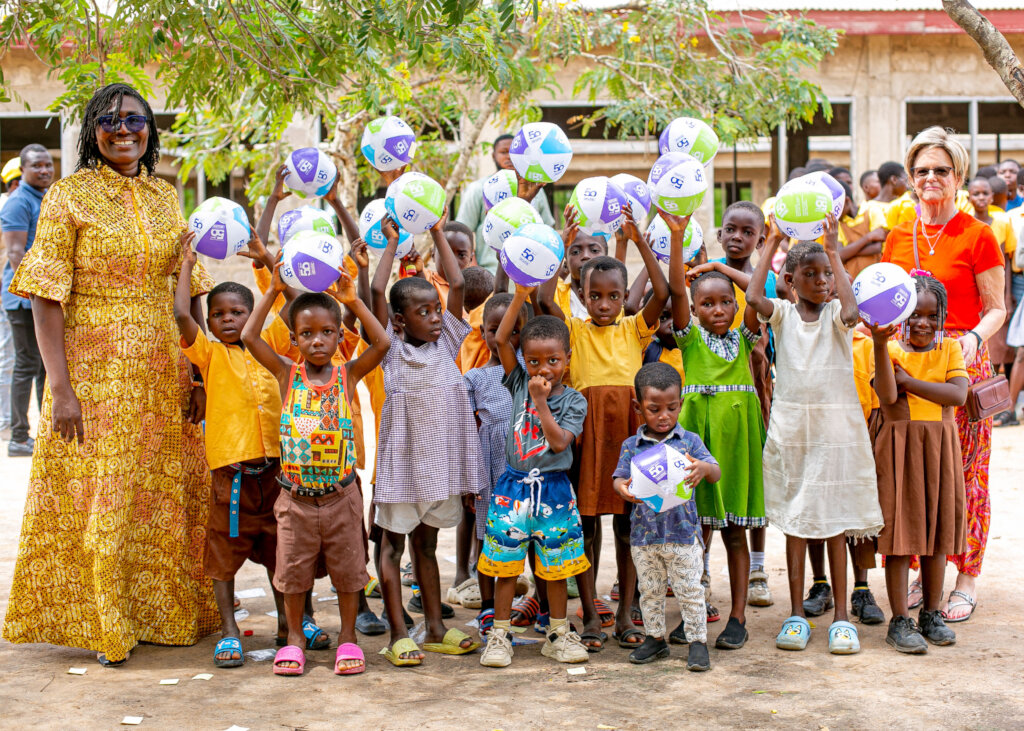 Donation of football to school children