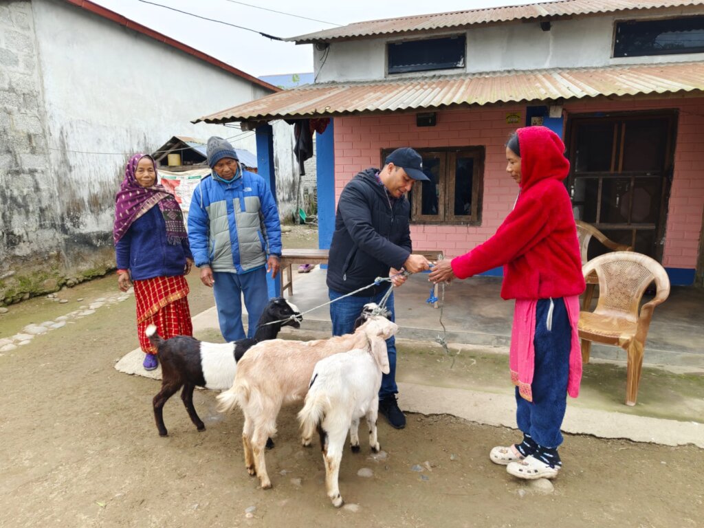 Beth Kumari and Raju Bhitrakoti with her new goats