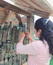 Building a dry compost latrine with Ecobricks!