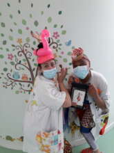 Dr Fancy Pants and her flamingo hat!