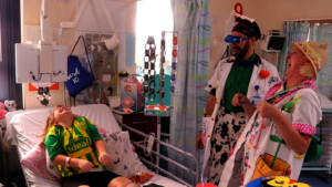 Dr Flowerpot and Dr Cowpat during a hospital visit