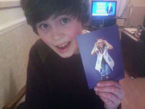 Harry with his postcard from Dr Dovetail