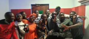 Our Radio Drama Group poses for a photo in VOT FM