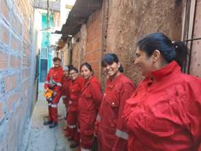 Women bricklayers in a villa hallway 21-24