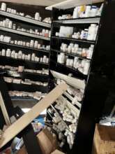 Pharmacy products damaged on shelves