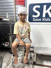 An accidental head wound was cleaned & bandaged