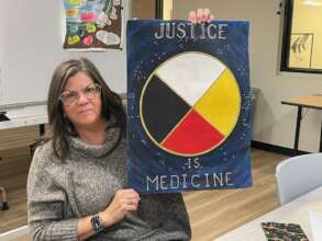 BA Short, art therapist & her Vision Quilt panel