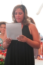 mother making a speech on the graduation