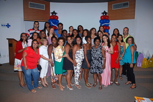 Teachers and the mothers and one father on the lef