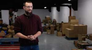 Our warehouse & one of our most trusted volunteers