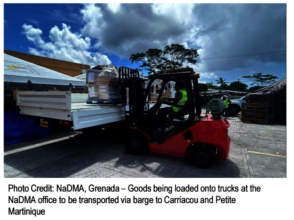 NaDMA, Grenada - Goods being loaded onto trucks at