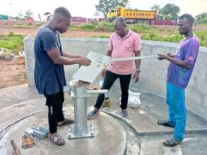 Installation of the human-powered pump on 10/24/20