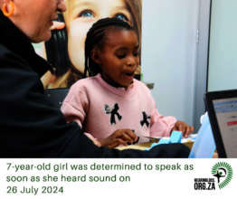 Trying to speak when she hears sound