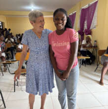 Anne visiting a classroom at UNIF.