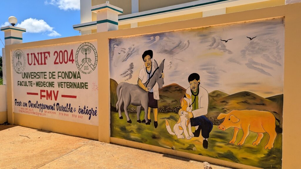 A mural at the new veterinary medicine building.