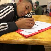 Sherwin creating his original writing