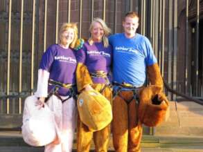 Abseiling Liverpool Cathedral in 2012 to fundraise