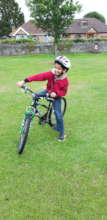 Wendy took Raihan to the park in his new bike
