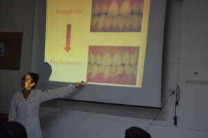 Doctor lecturing on oral health