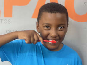 Joao brushing his teeth