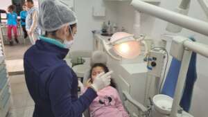 Child during a dental screening