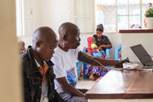 A line of patients visits the Minova Clinic.