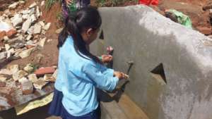 Sanitation corner under construction, Majh Gaun
