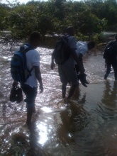 River crossing during the baseline survey