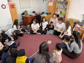 Children of kindergarten playing and learning