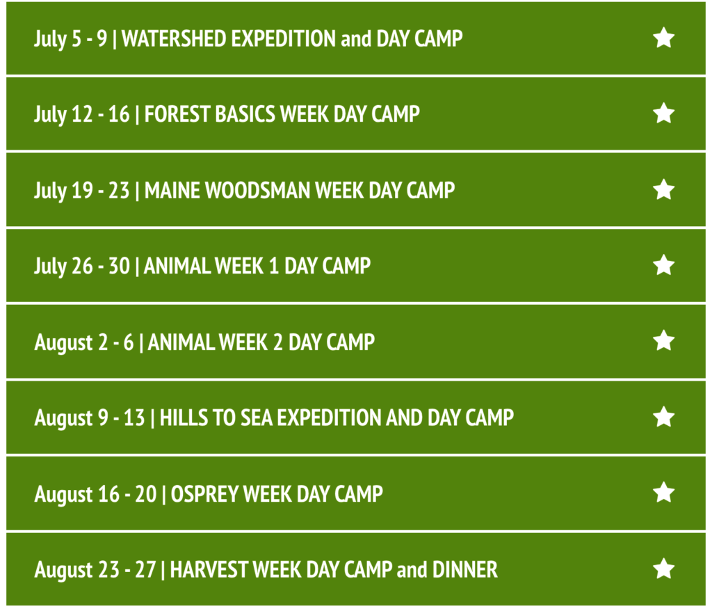 2021 Camp Schedule