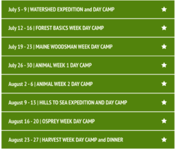 2021 Camp Schedule