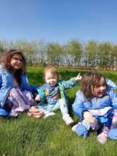 Asher (centre) with his sisters