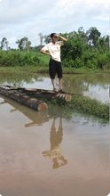 A man looks over a flooded area