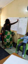 A presentation by a business owner
