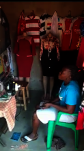 Sylivia - a beneficiary in her Tailoring Shop
