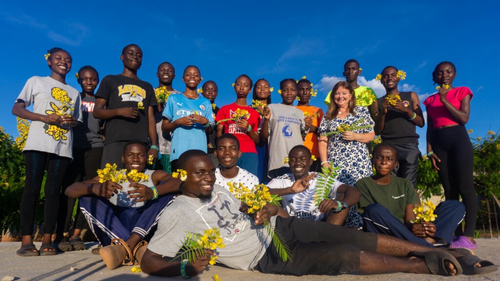 Helen with the students