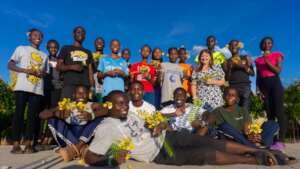 Helen with the students
